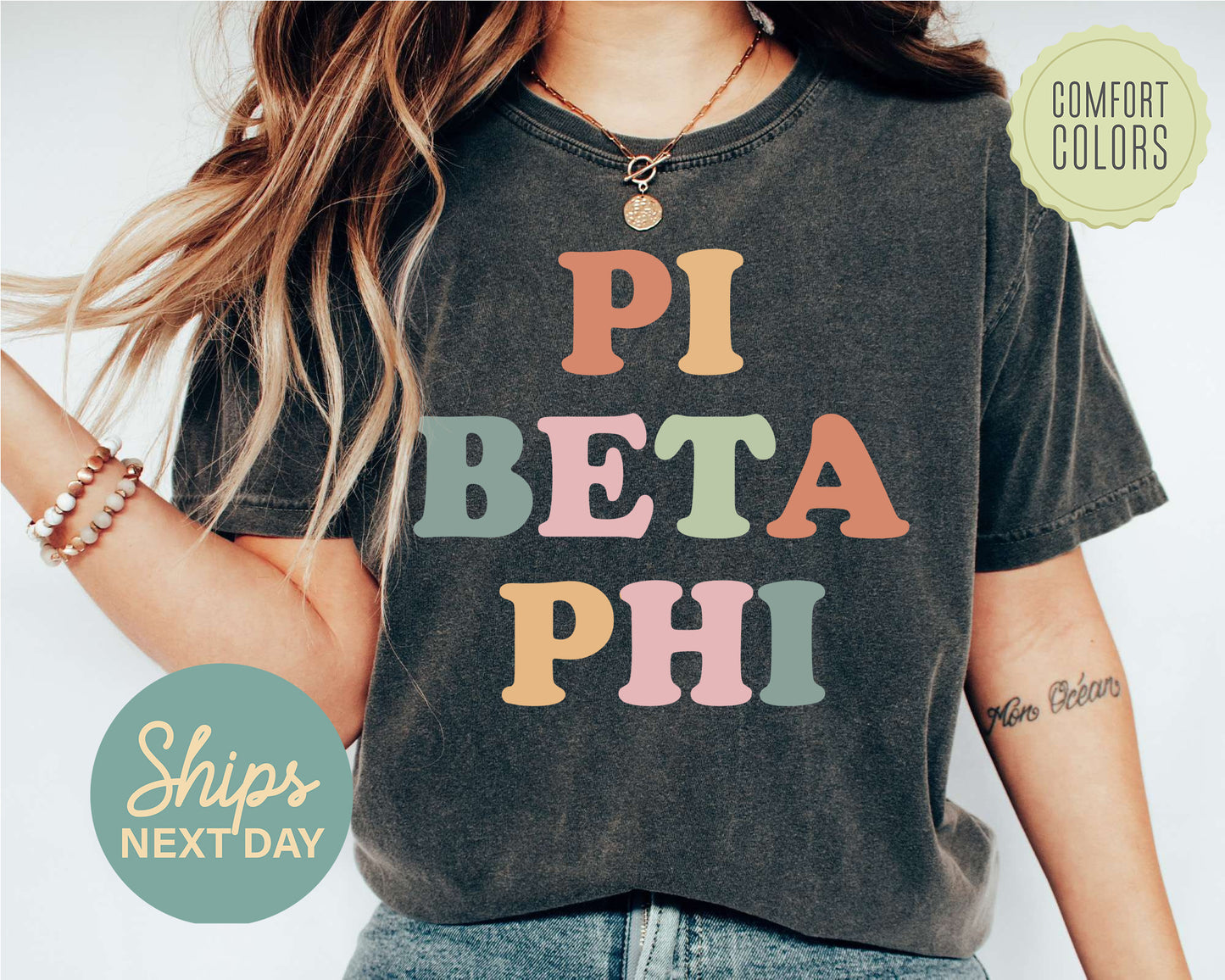 Pi Beta Phi Bright and Proud Comfort Colors Sorority T-shirt _ 434g