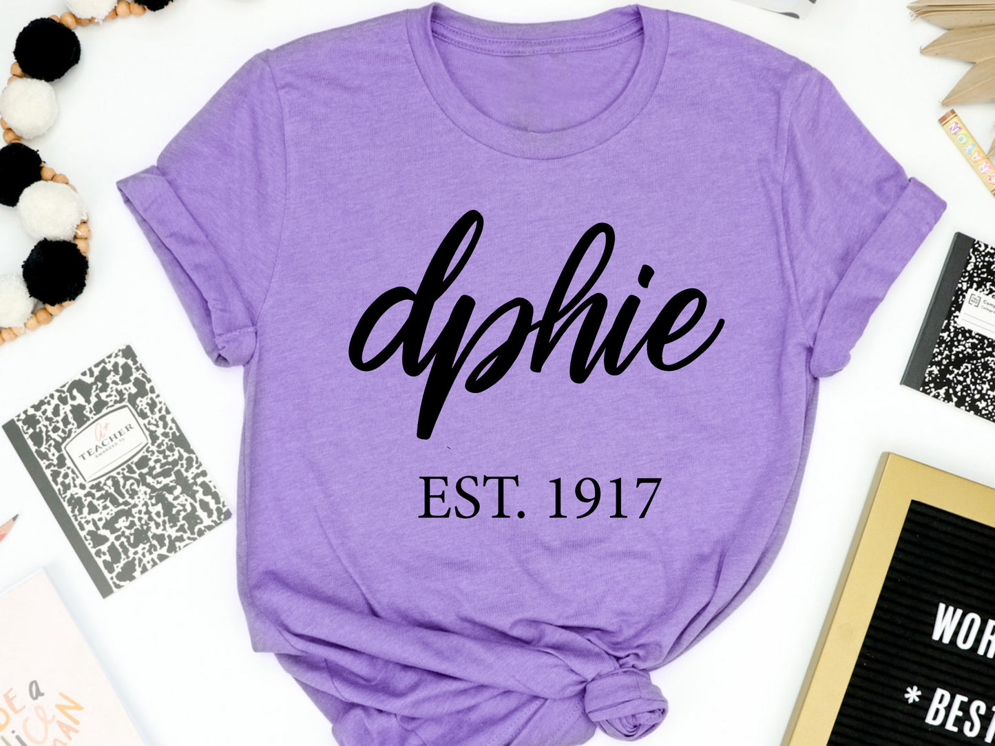 Delta Phi Epsilon Black Flowy Sorority T-shirt _ 89g