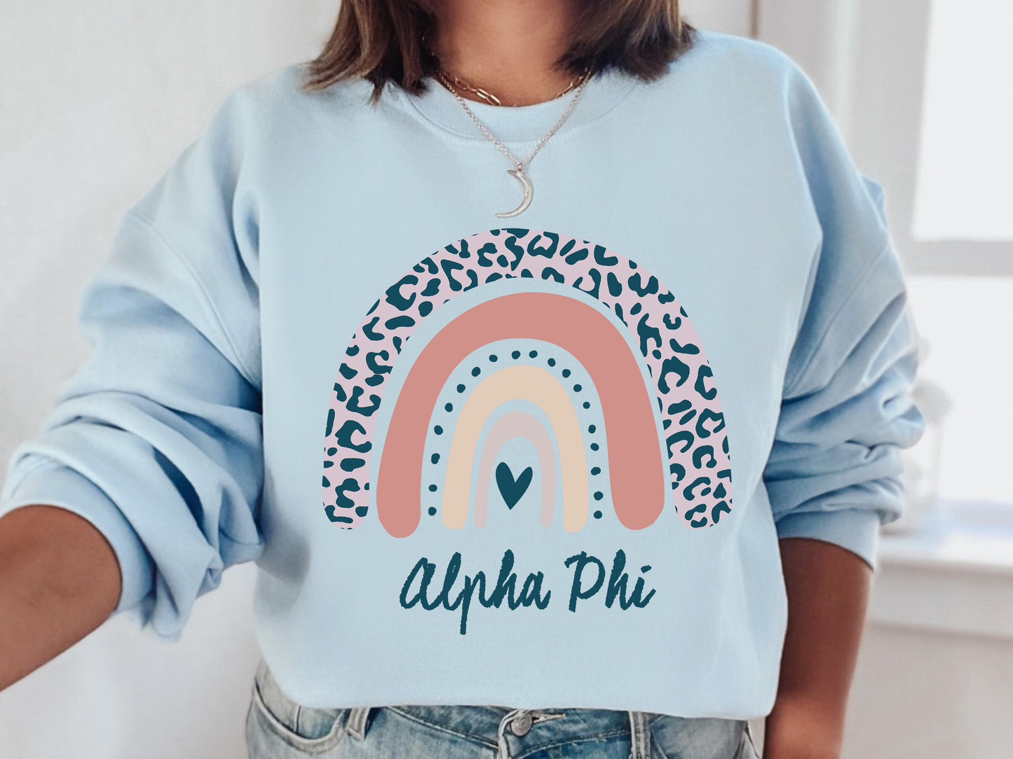 Alpha Phi Greek Rainbow Sorority Sweatshirt _ 2738g