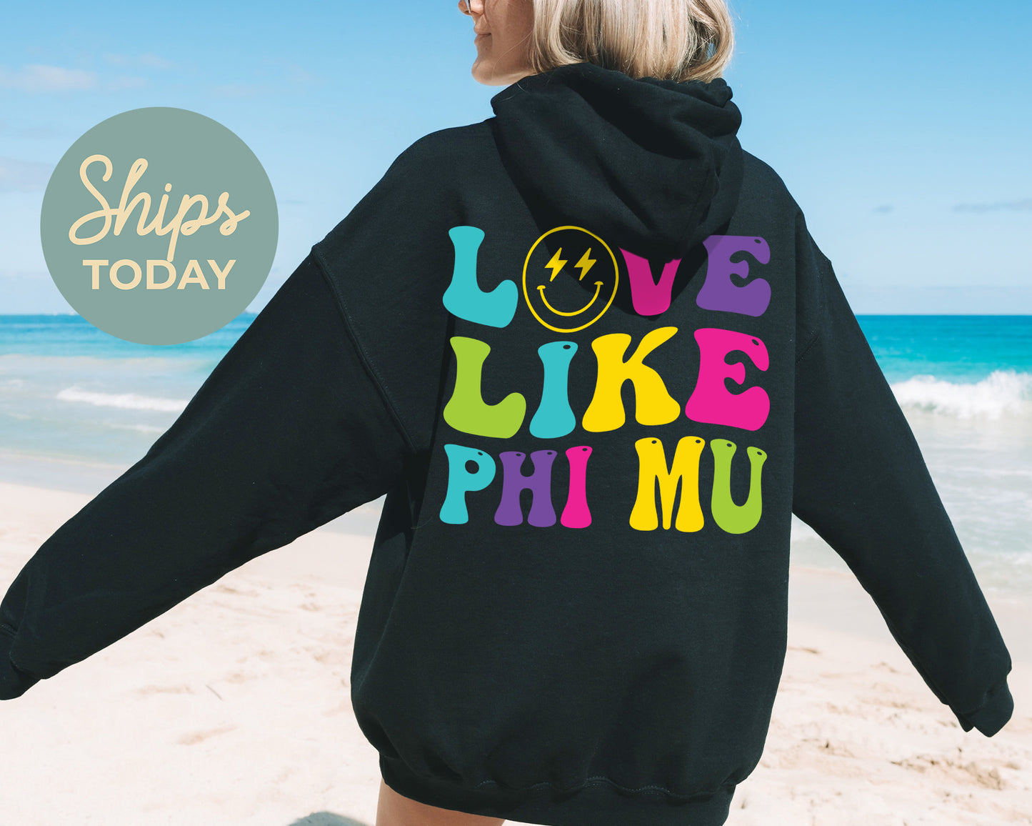 Phi Mu Blissful and Vibrant Sorority Hoodie _ 30559g