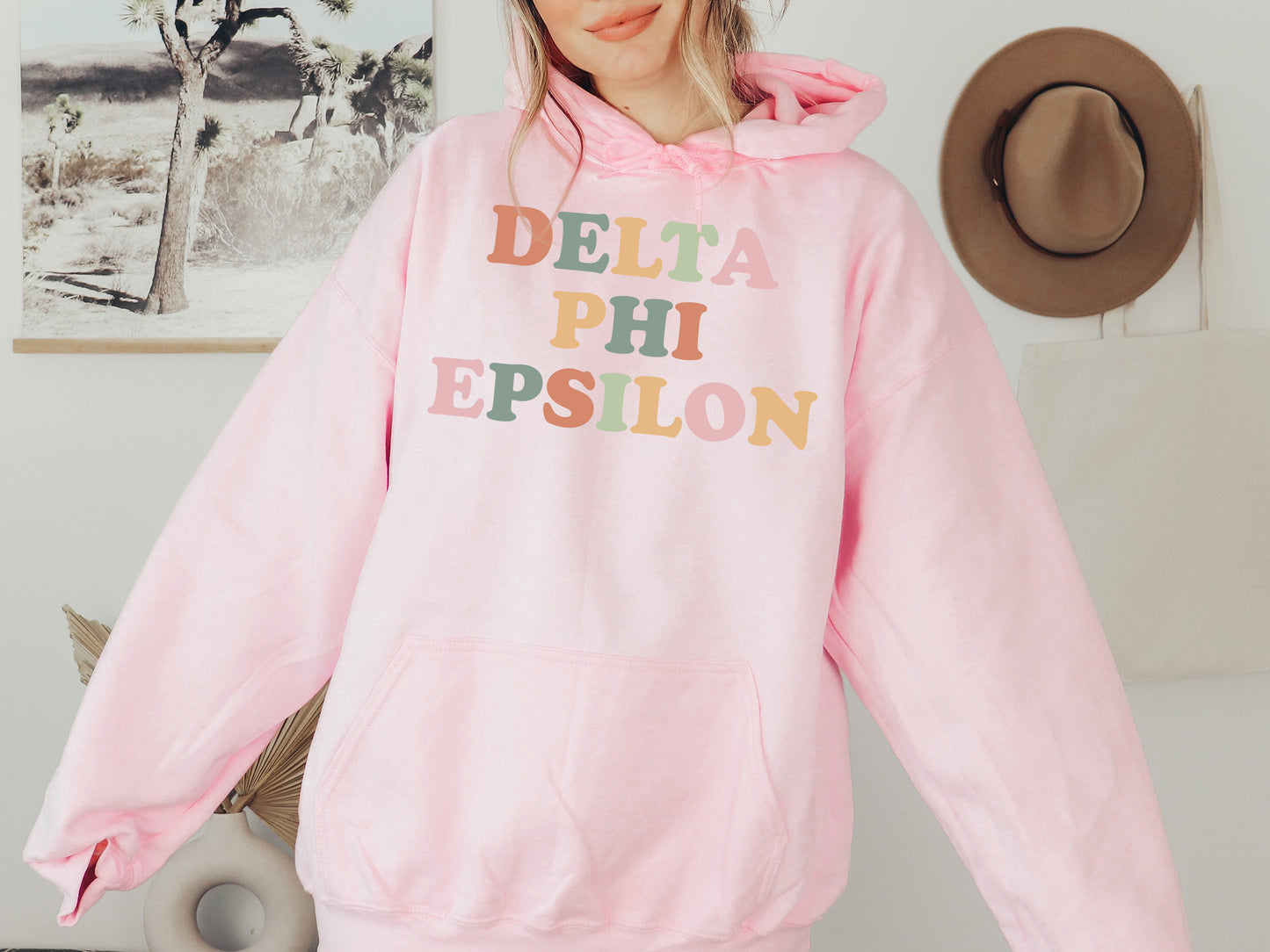 Delta Phi Epsilon Bright and Proud Sorority Hoodie _ 426g