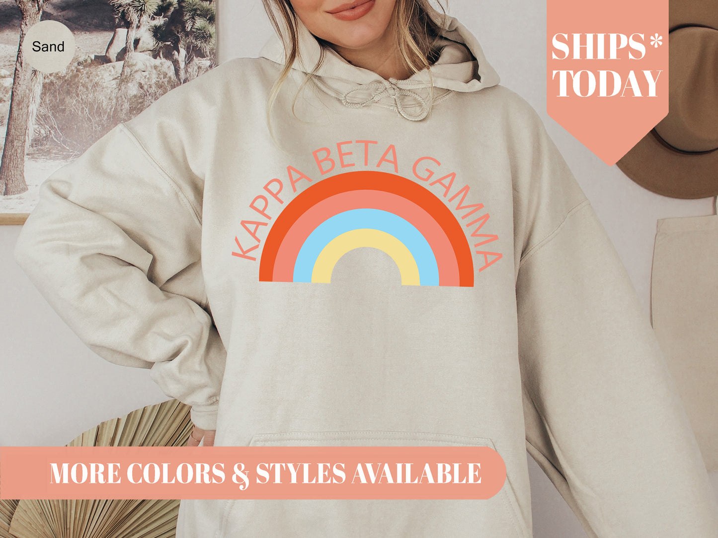 Kappa Beta Gamma Colorful Rainbow Sorority Hoodie _ 3457g