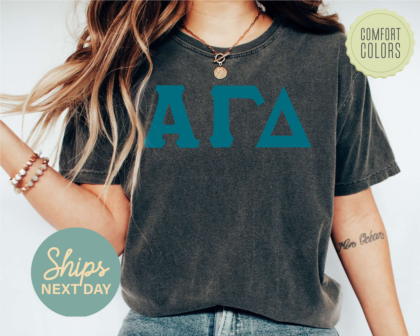 Alpha Gamma Delta Back to the Basics Comfort Colors Sorority T-shirt _ 625g