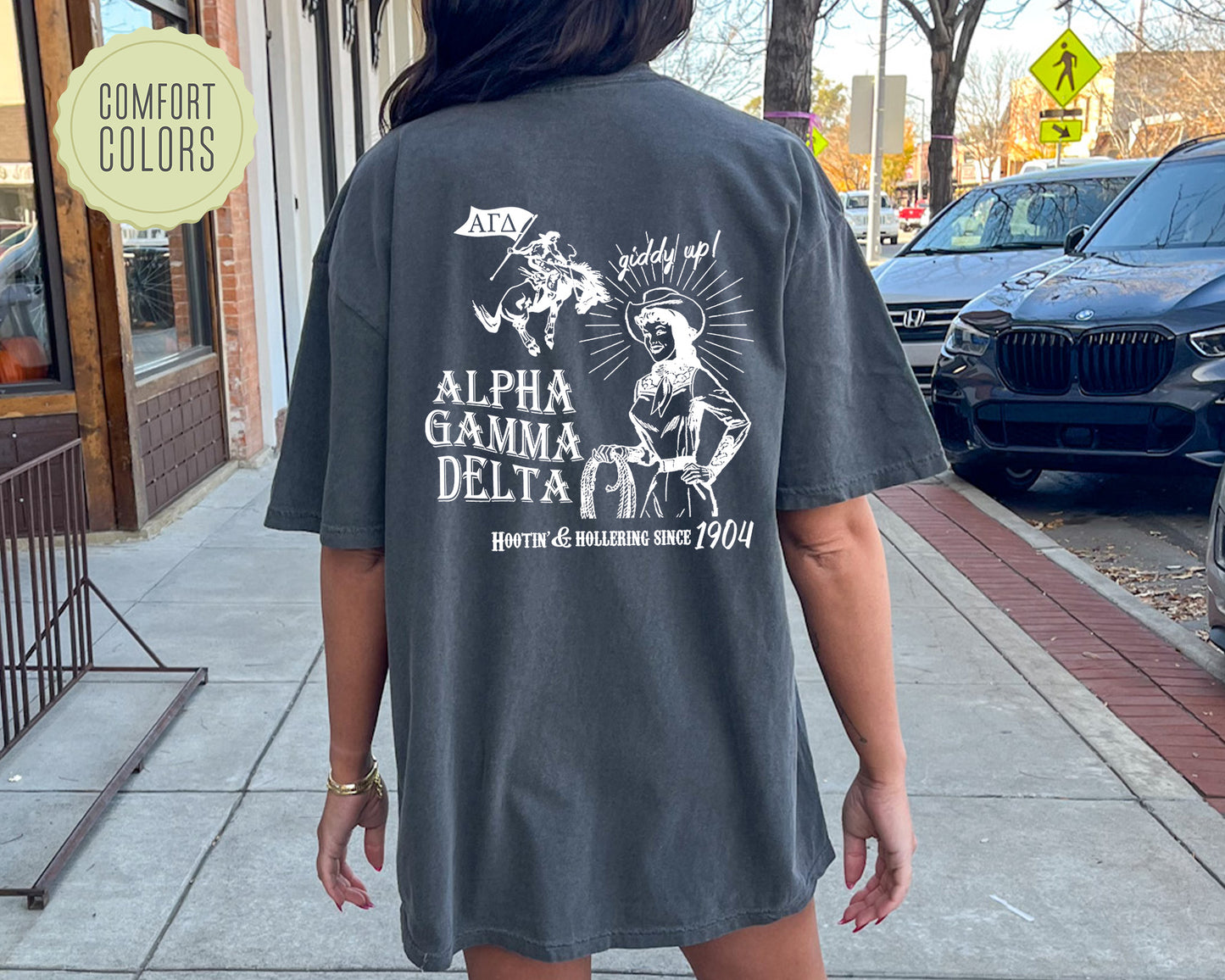 Alpha Gamma Delta Howdy Cowgirl Comfort Colors Sorority T-shirt _ 35362g