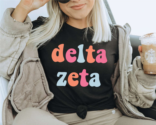 Delta Zeta Vividly Vibrant Sorority T-shirt _ 3162g