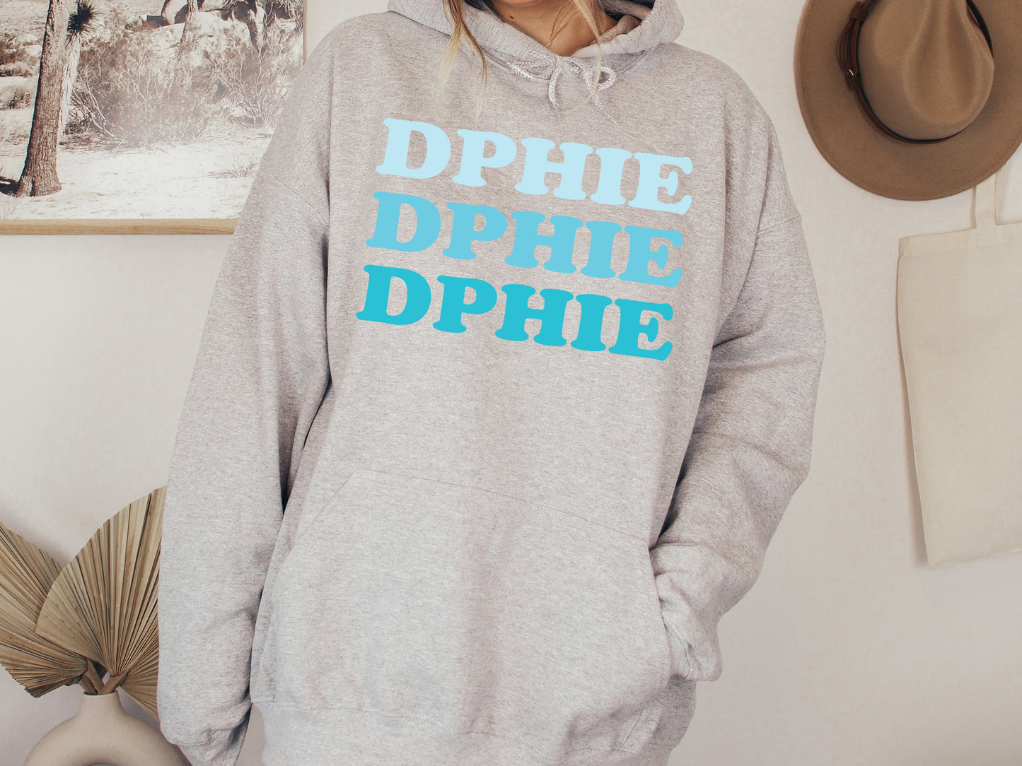 Delta Phi Epsilon Touch of Blue Sorority Hoodie _ 2589g