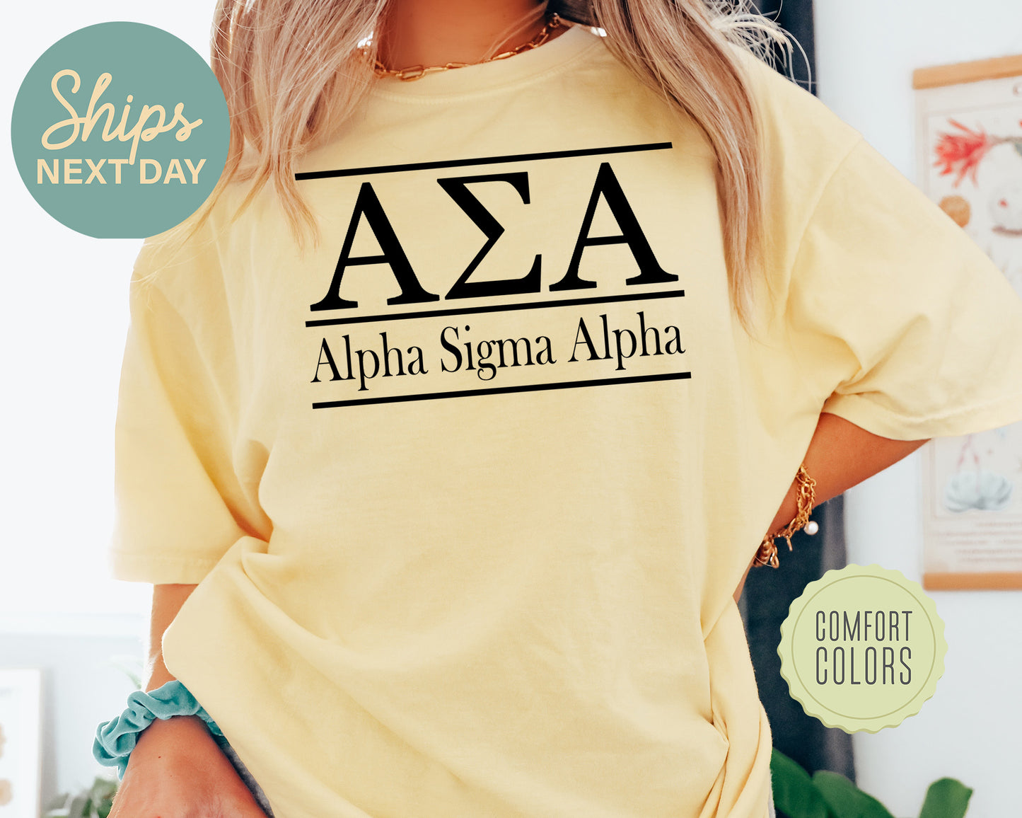 Alpha Sigma Alpha Bold Statement Comfort Colors Sorority T-shirt _ 290g