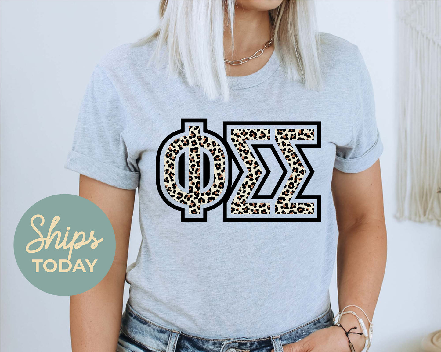 Phi Sigma Sigma Safari Style Letters Sorority T-shirt _ 30454g