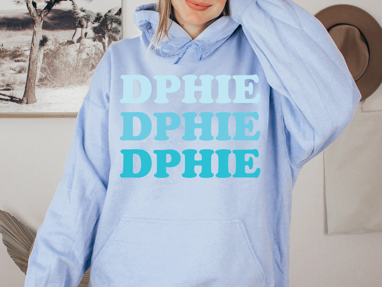 Delta Phi Epsilon Touch of Blue Sorority Hoodie _ 2589g