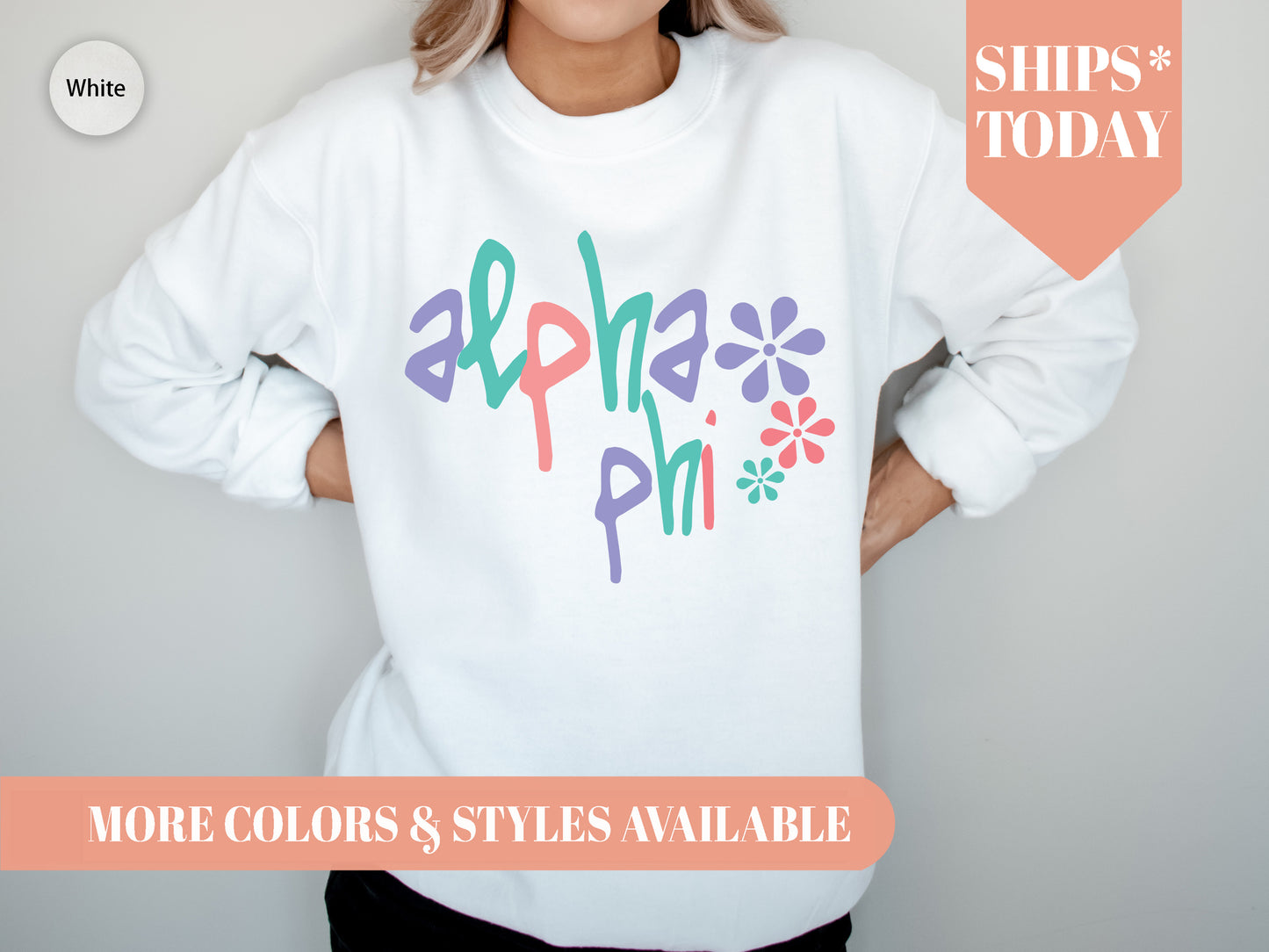Alpha Phi Colorful Floral Sorority Sweatshirt _ 2608g