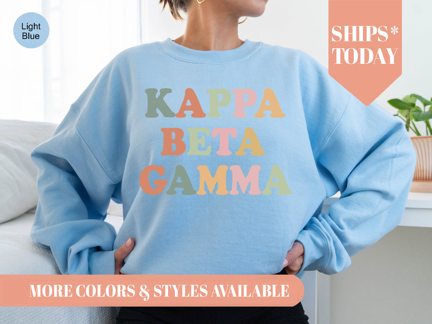 Kappa Beta Gamma Bright and Colorful Sorority Sweatshirt _ 3472g