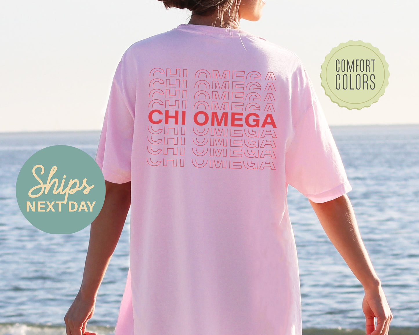 Chi Omega Repeating Name Comfort Colors Sorority T-shirt _ 33007g