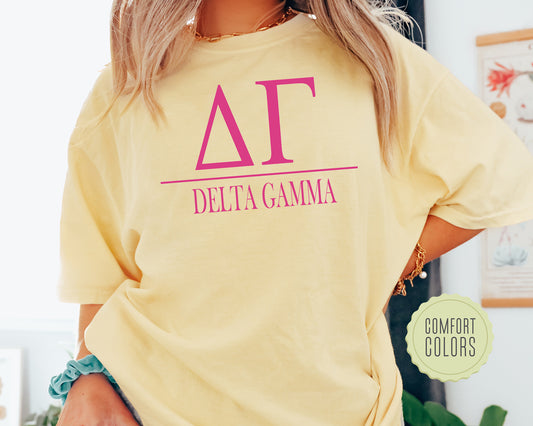 Delta Gamma Loud Letters Comfort Colors Sorority T-shirt _ 477g