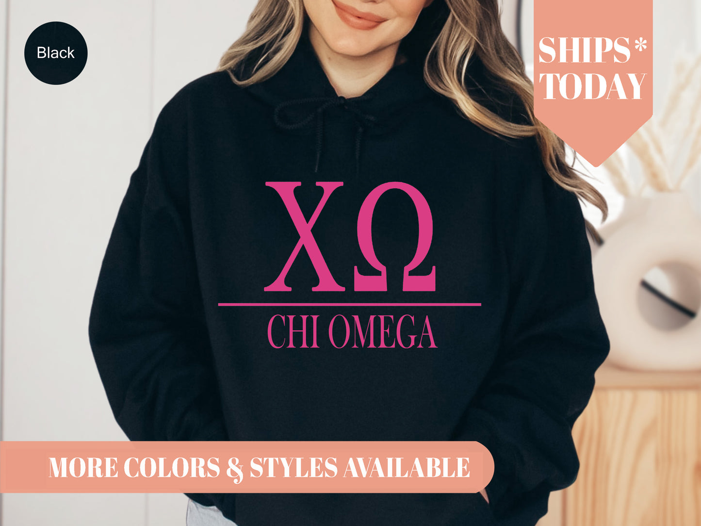 Chi Omega Loud Letters Sorority Hoodie _ 475g