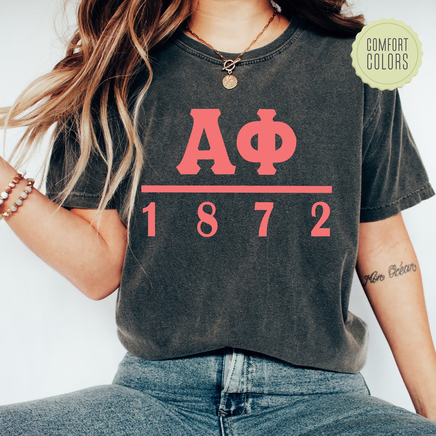 Alpha Phi Monochromatic Comfort Colors Sorority T-shirt _ 30848g