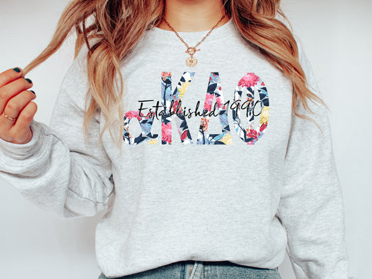 Alpha Kappa Delta Phi Floral Block Sorority Sweatshirt _ 3511g