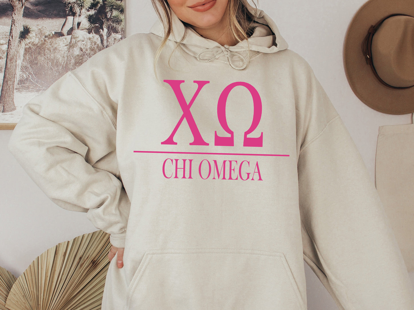 Chi Omega Loud Letters Sorority Hoodie _ 475g