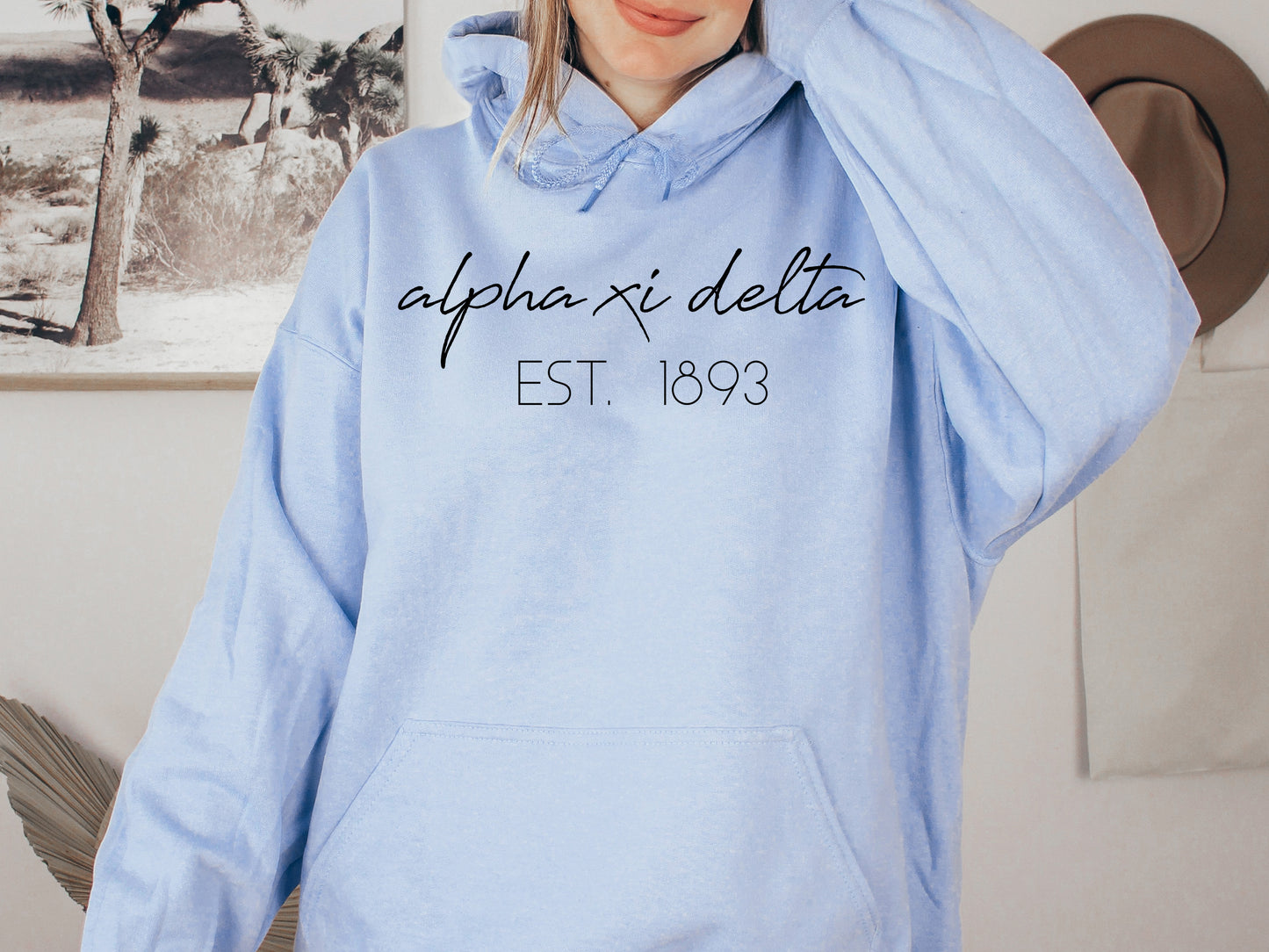 Alpha Xi Delta Black Calligraphy Sorority Hoodie _ 2325g