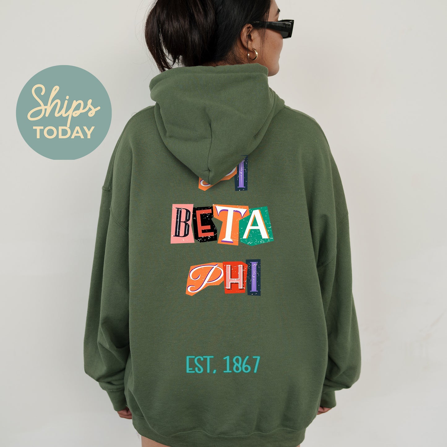 Pi Beta Phi Letter Cuts Sorority Hoodie  _ 35907g