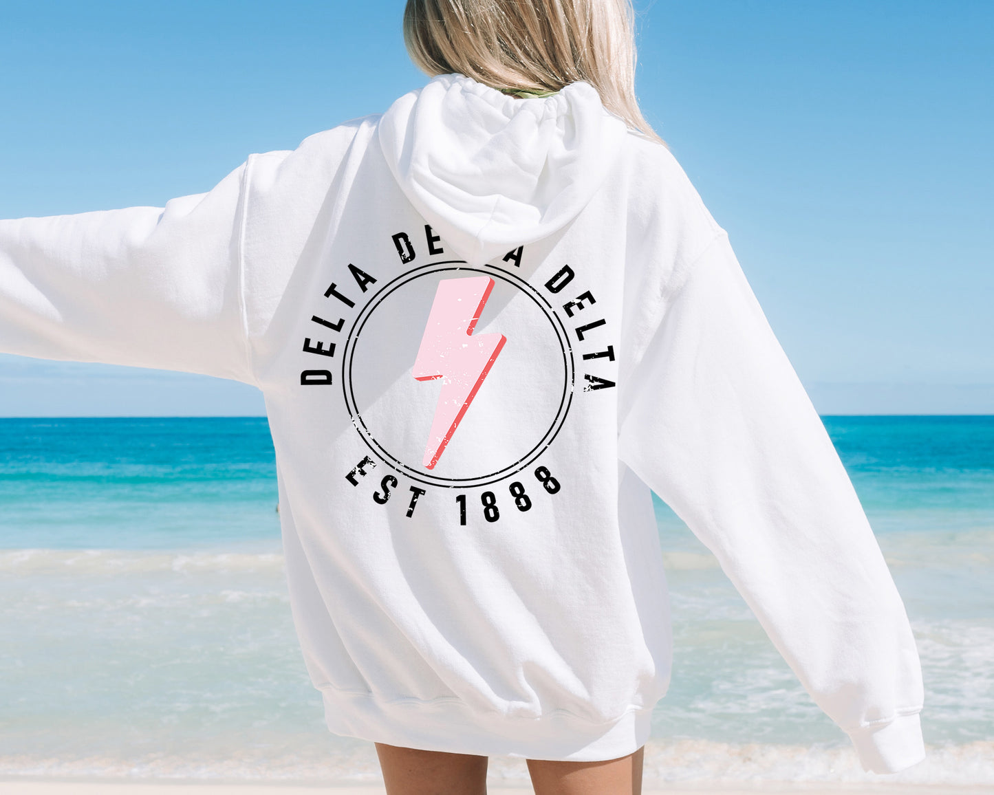 Delta Delta Delta Pinkish Strike Sorority Hoodie _ 33112g