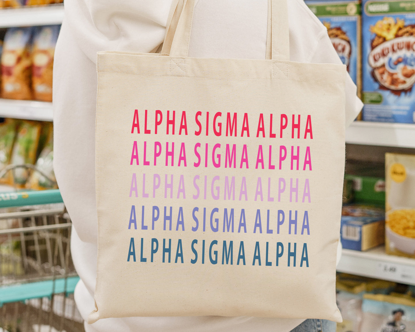 Alpha Sigma Alpha Bright and Stacked Sorority Tote Bag _ 34391g
