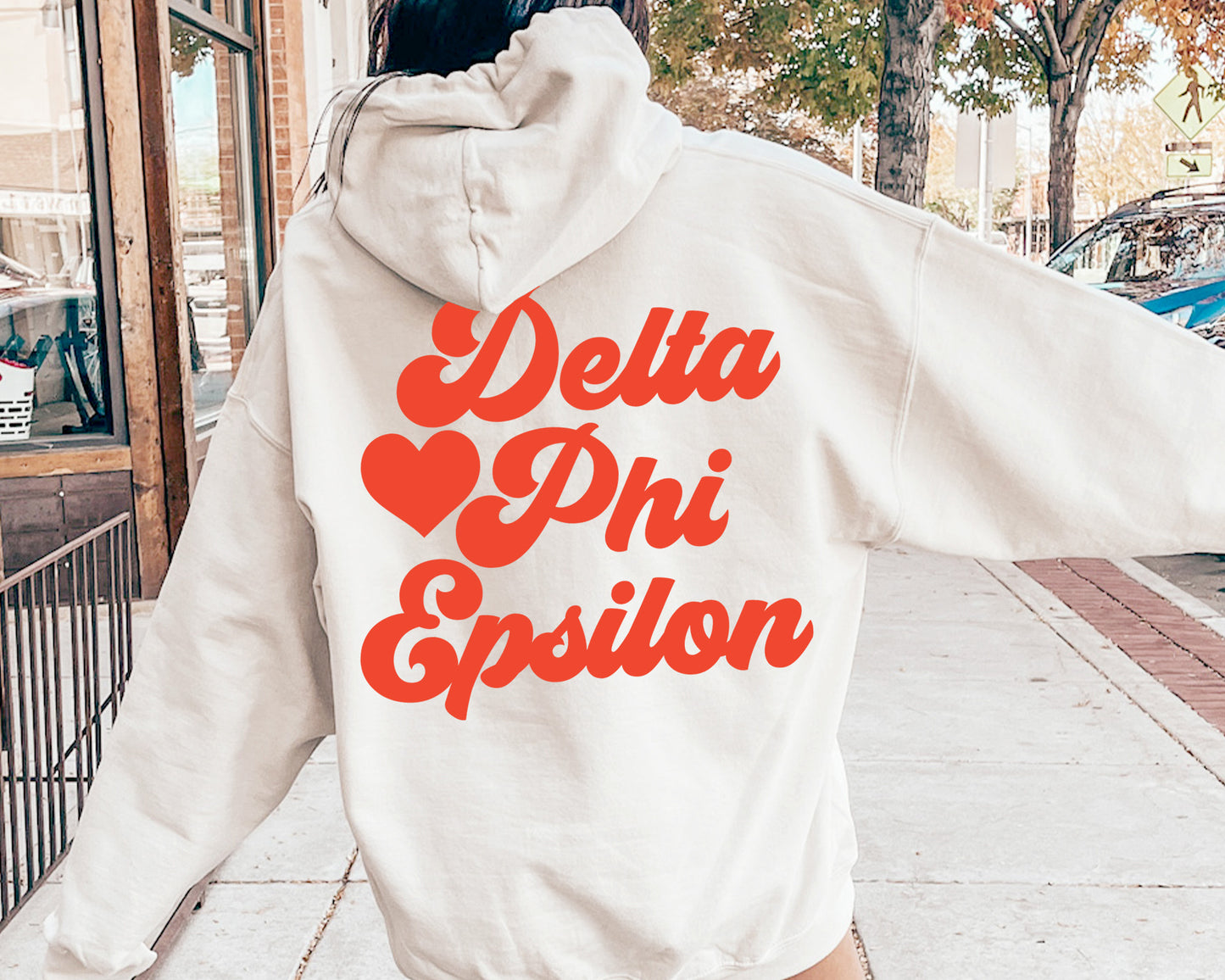 Delta Phi Epsilon Red Heart Sorority Hoodie _ 33358g