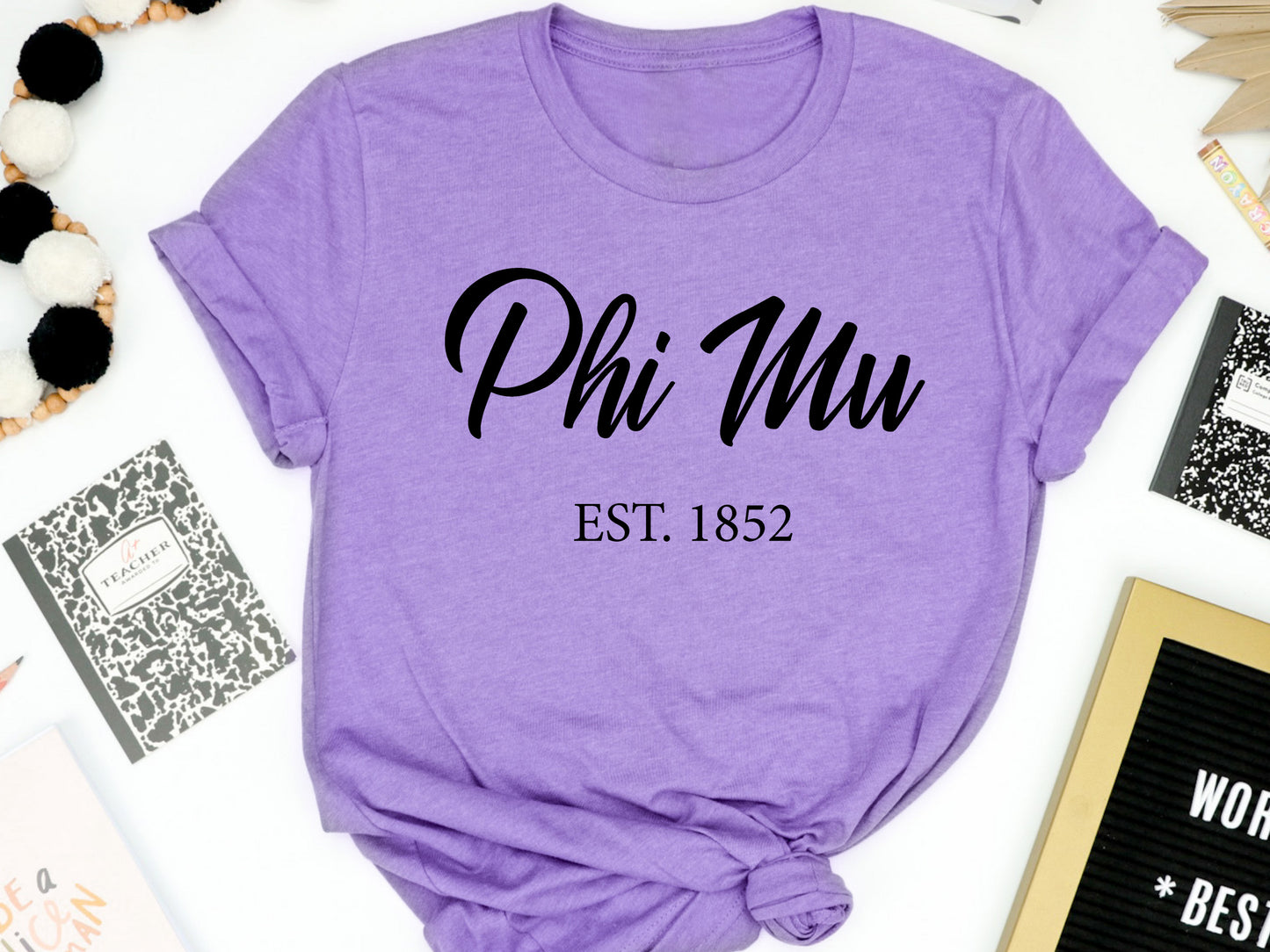 Phi Mu Black Flowy Sorority T-shirt _ 95g