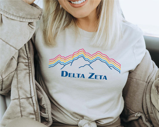 Delta Zeta Rainbow Mountains Sorority T-shirt _ 2642g