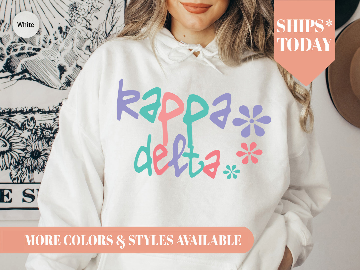 Kappa Delta Colorful Floral Sorority Hoodie _ 2619g