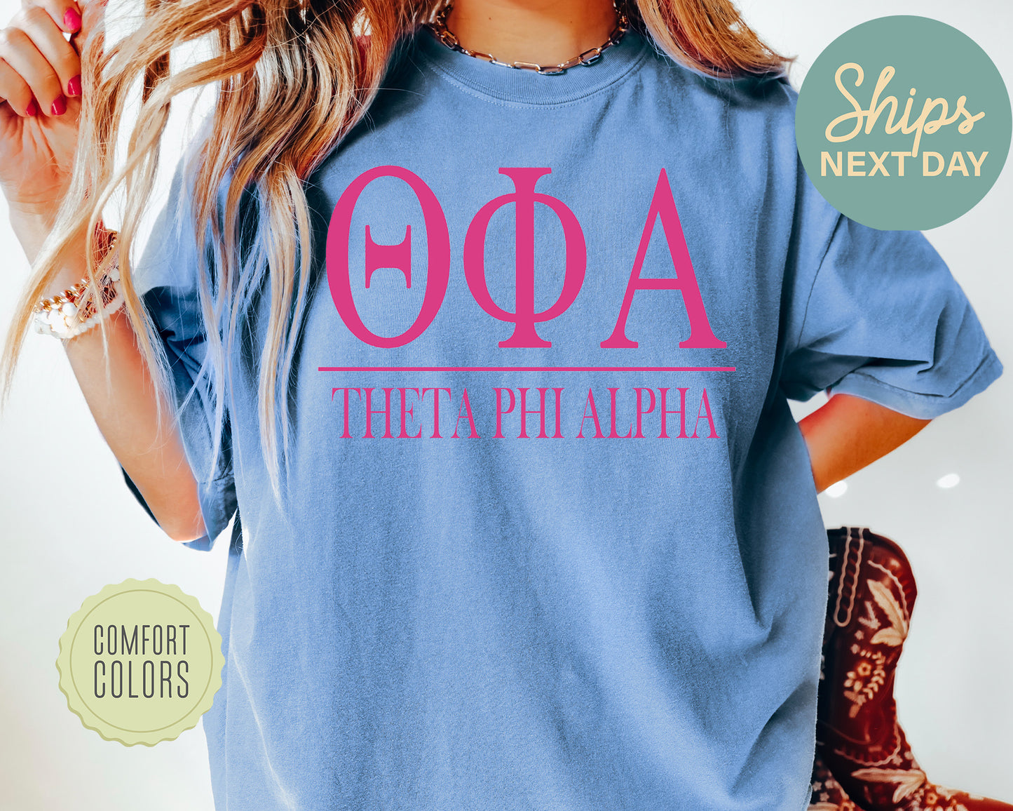 Theta Phi Alpha Loud Letters Comfort Colors Sorority T-shirt _ 490g