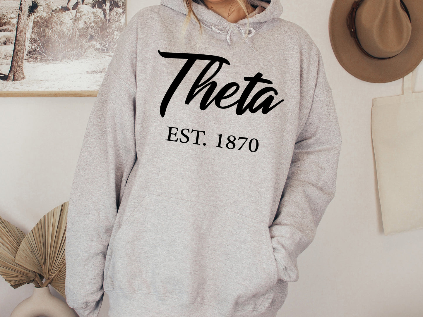 Kappa Alpha Theta Black Flowy Sorority Hoodie _ 92g