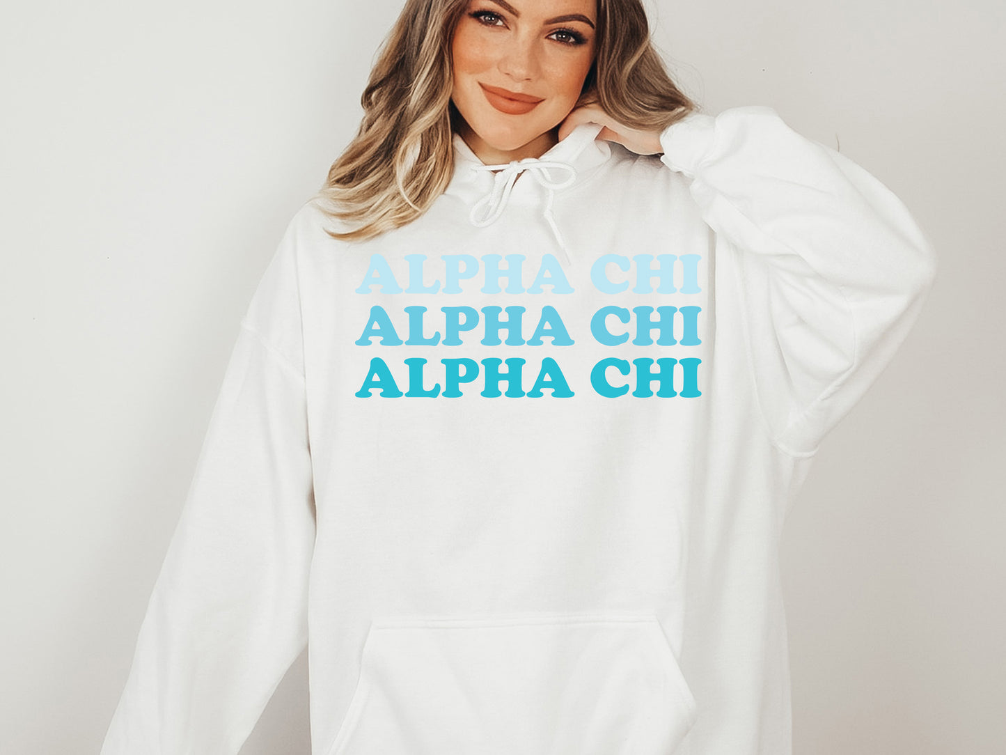 Alpha Chi Omega Touch of Blue Sorority Hoodie _ 2577g