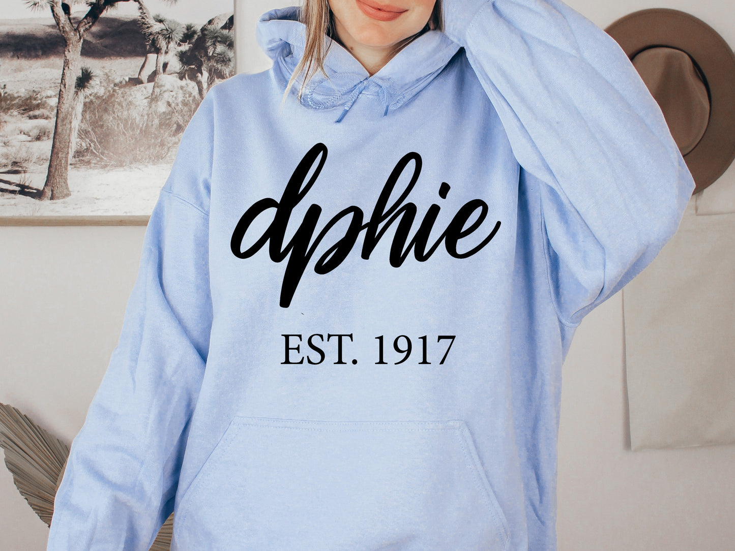 Delta Phi Epsilon Black Flowy Sorority Hoodie _ 89g