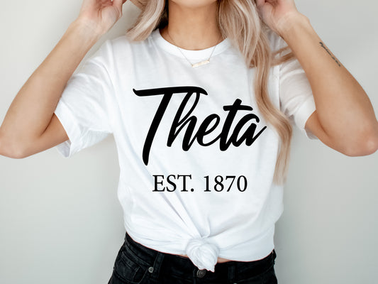 Kappa Alpha Theta Black Flowy Sorority T-shirt _ 92g
