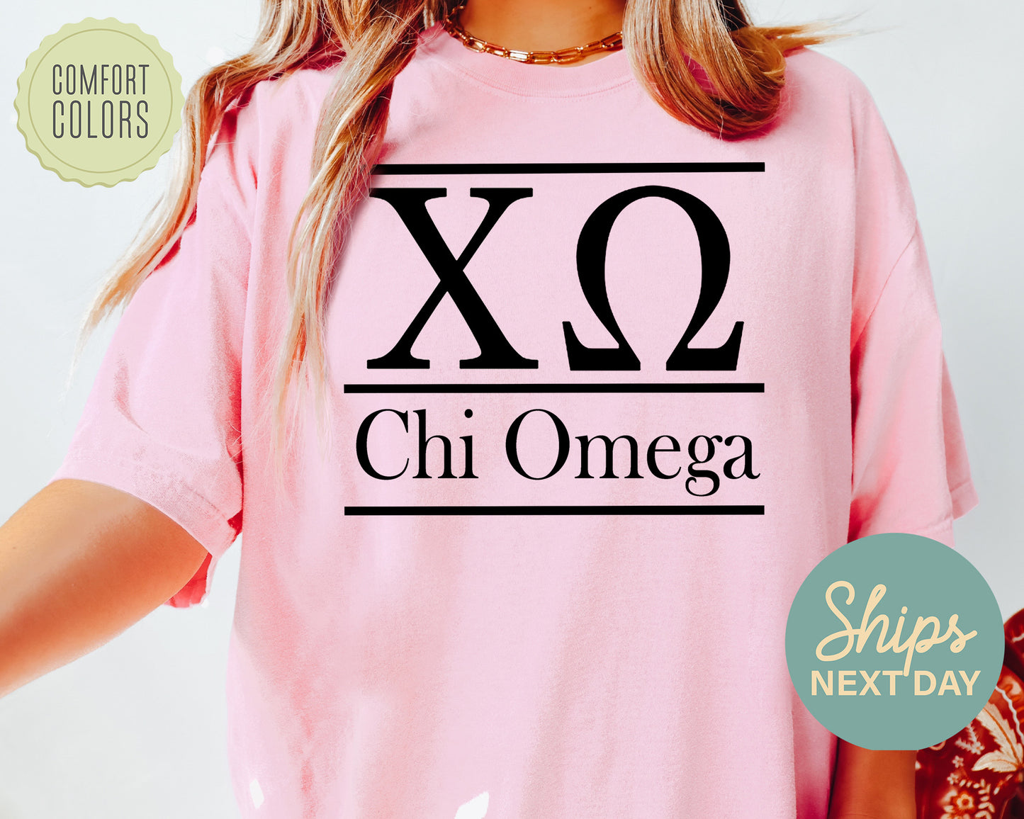 Chi Omega Bold Statement Comfort Colors Sorority T-shirt _ 293g