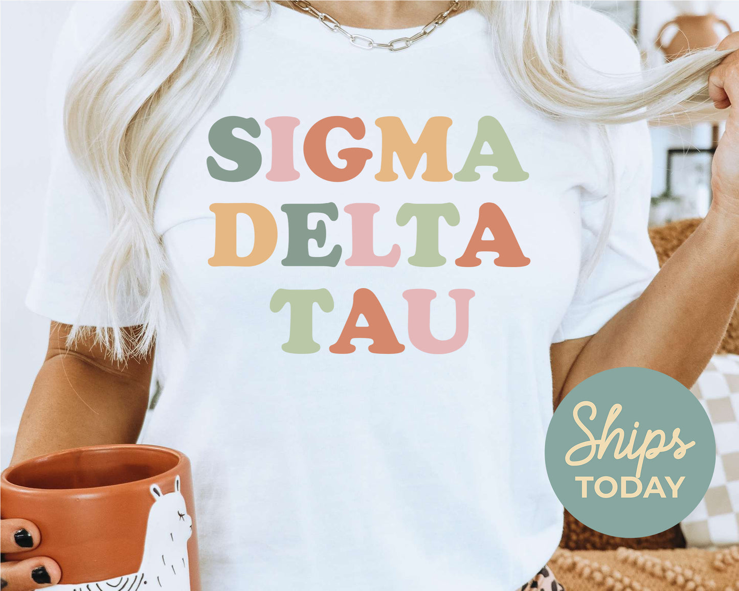 Sigma Delta Tau Bright and Proud Sorority T-shirt _ 435g