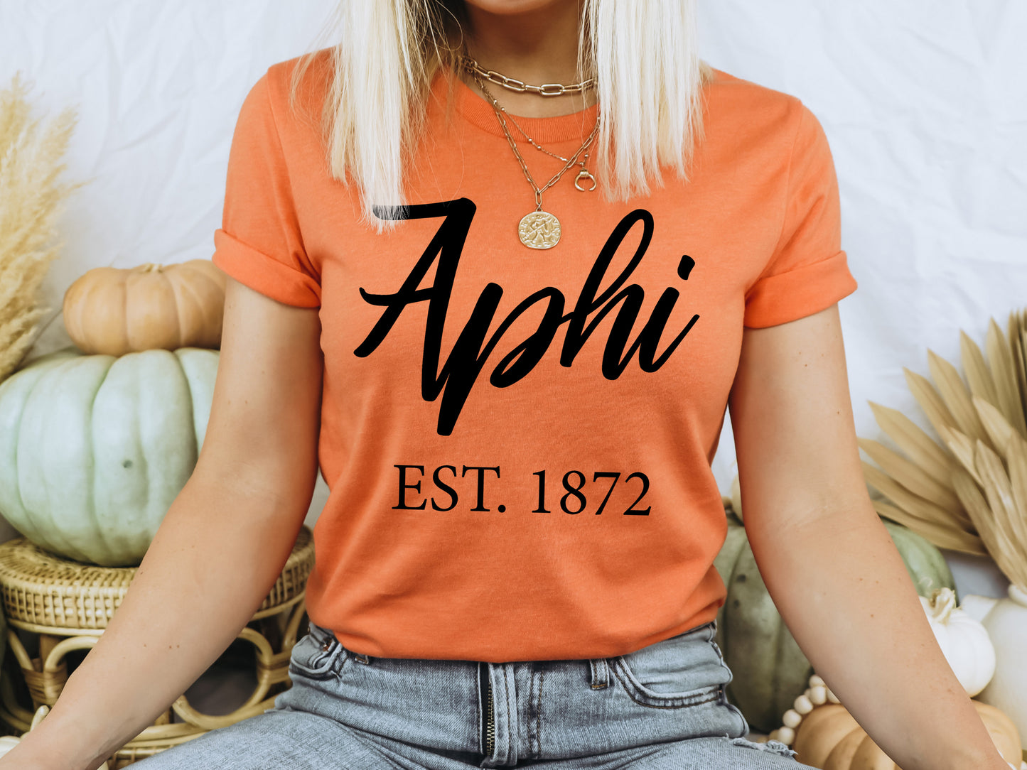 Alpha Phi Black Flowy Sorority T-shirt _ 82g