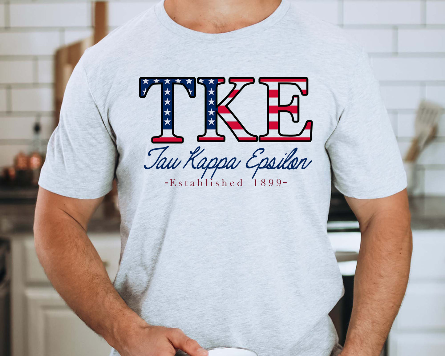 Tau Kappa Epsilon American Flag Letters Fraternity T-shirt _ 1180g