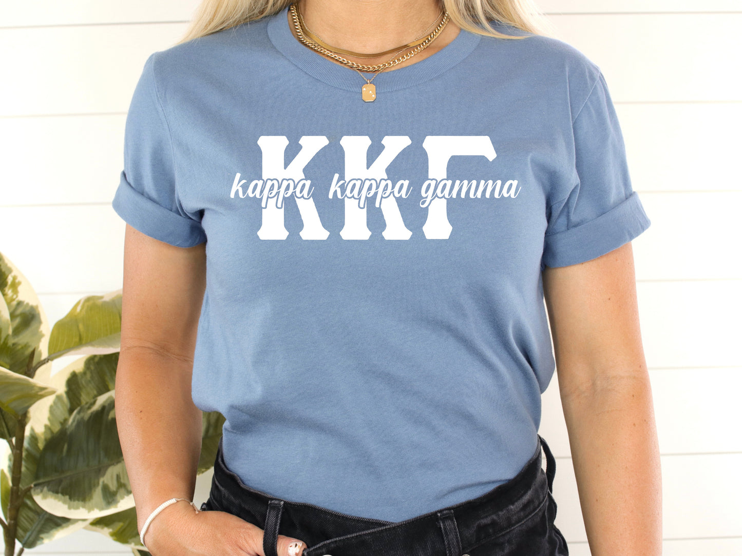 Kappa Kappa Gamma Sliced White Letters Sorority T-shirt _ 2255g