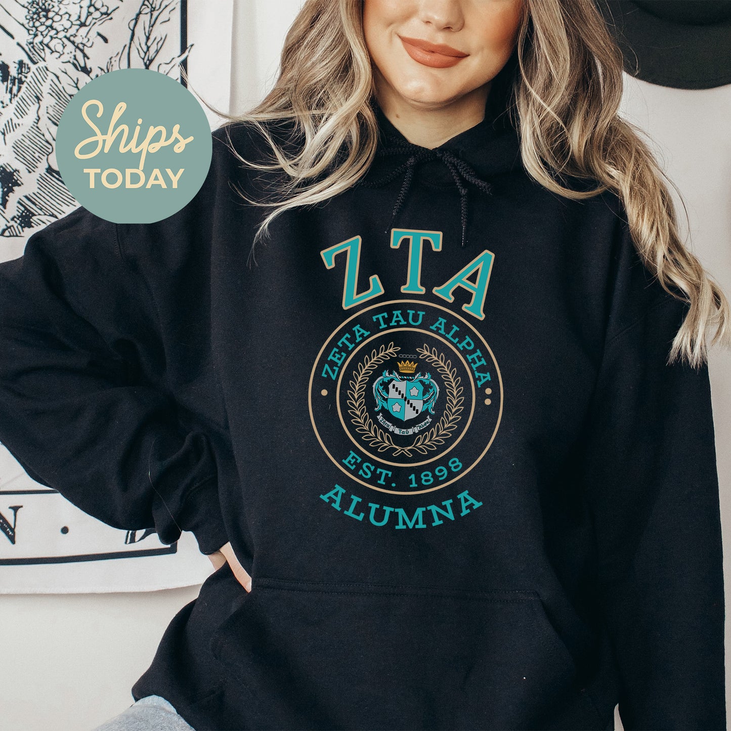 Zeta Tau Alpha Alumna Vintage Sorority Hoodie _ 31034g