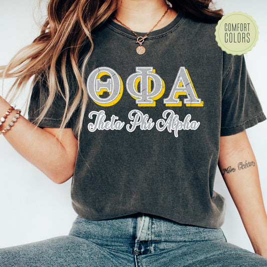 Theta Phi Alpha Greek Colors Comfort Colors Sorority T-shirt _ 36093g