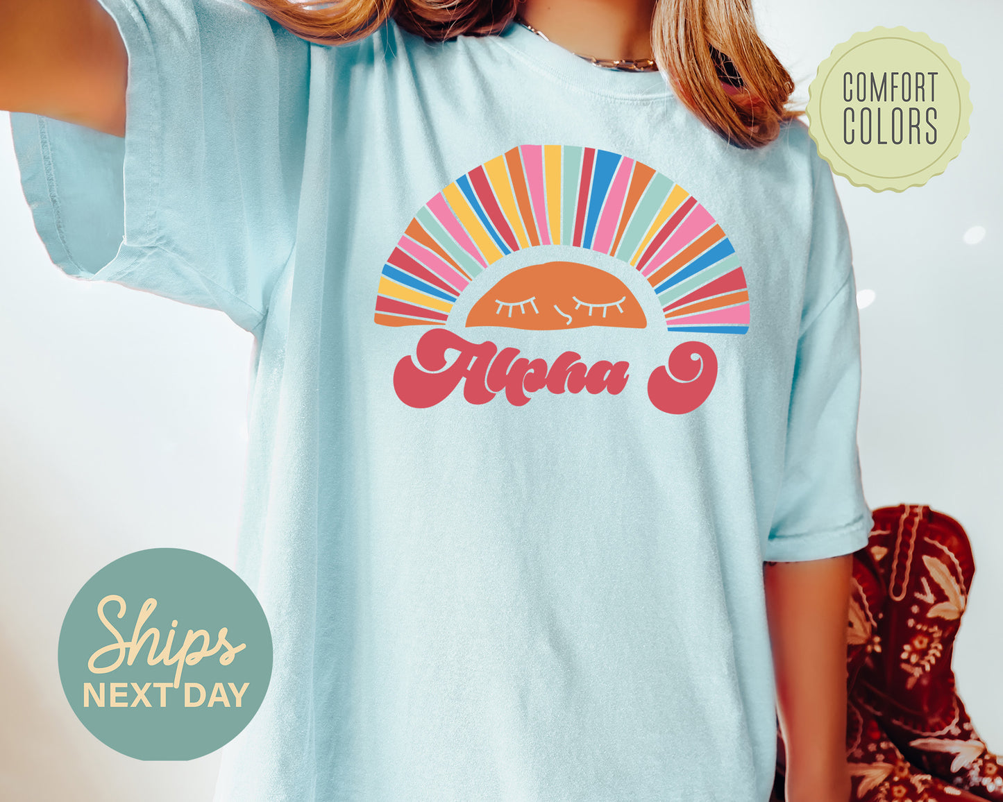 Alpha Omicron Pi Sunshine Comfort Colors Sorority T-shirt _ 3311g