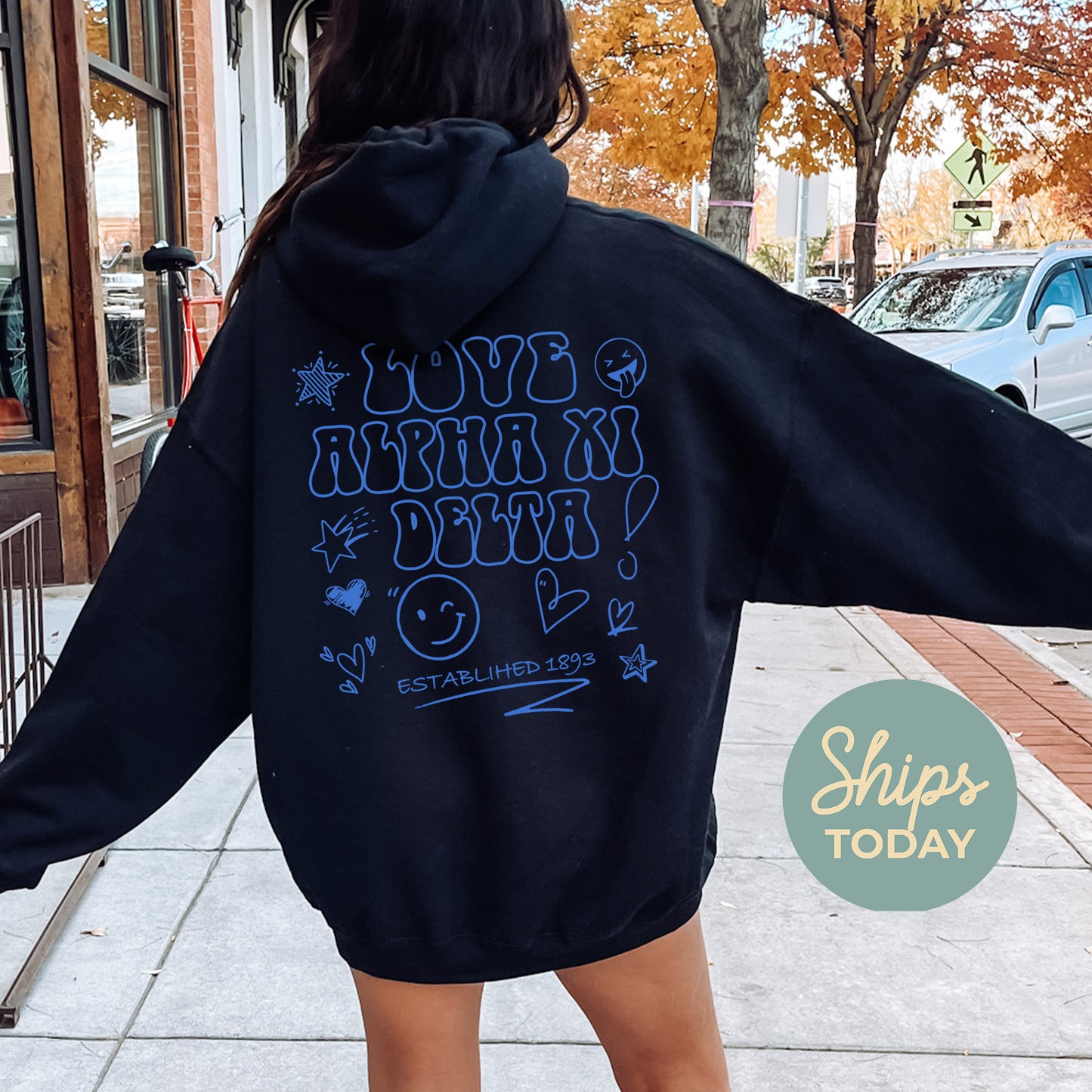 Alpha Xi Delta Scribble Sorority Hoodie _ 35497g