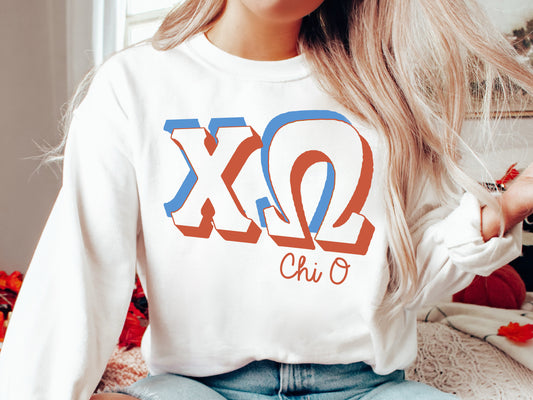 Chi Omega American Colored Sorority Sweatshirt _ 35g