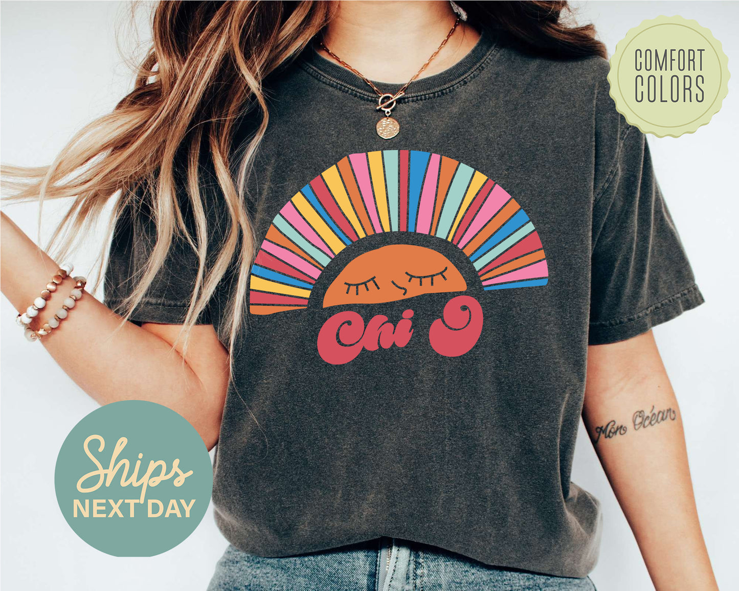 Chi Omega Sunshine Comfort Colors Sorority T-shirt _ 3316g