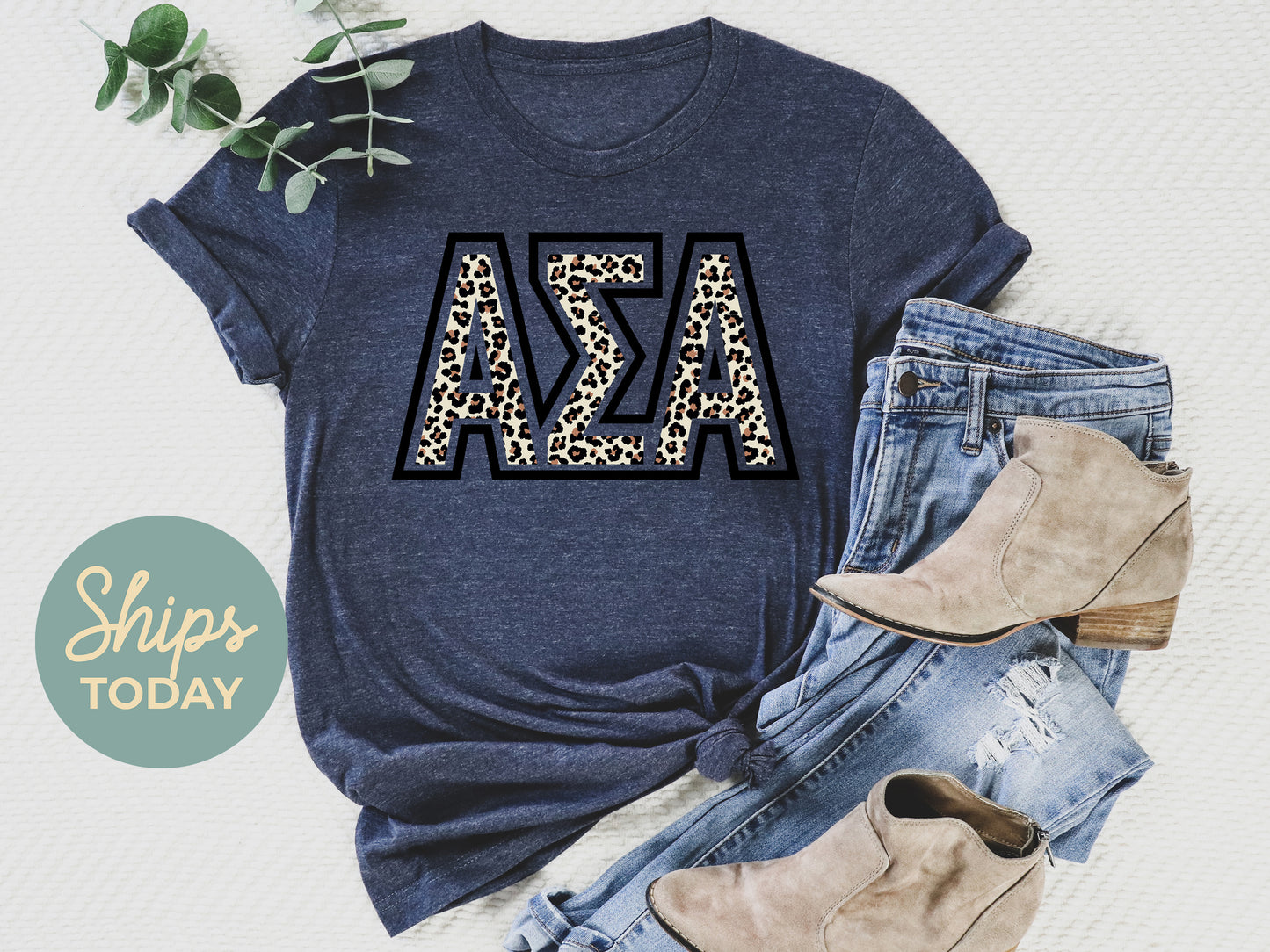 Alpha Sigma Alpha Safari Style Letters Sorority T-shirt _ 30441g
