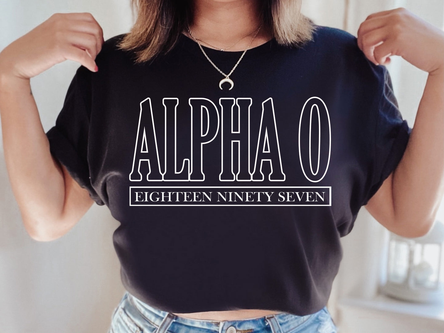 Alpha Omicron Pi Stencil Stacked Sorority T-shirt _ 2138g