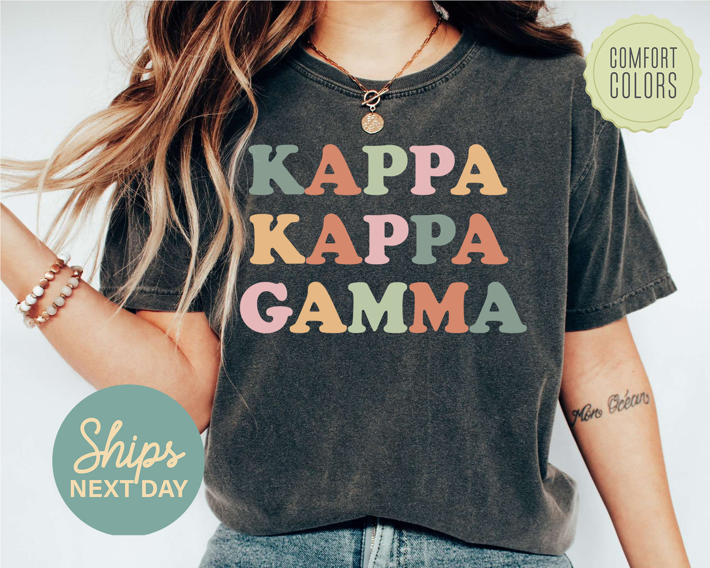 Kappa Kappa Gamma Bright and Proud Comfort Colors Sorority T-shirt _ 431g