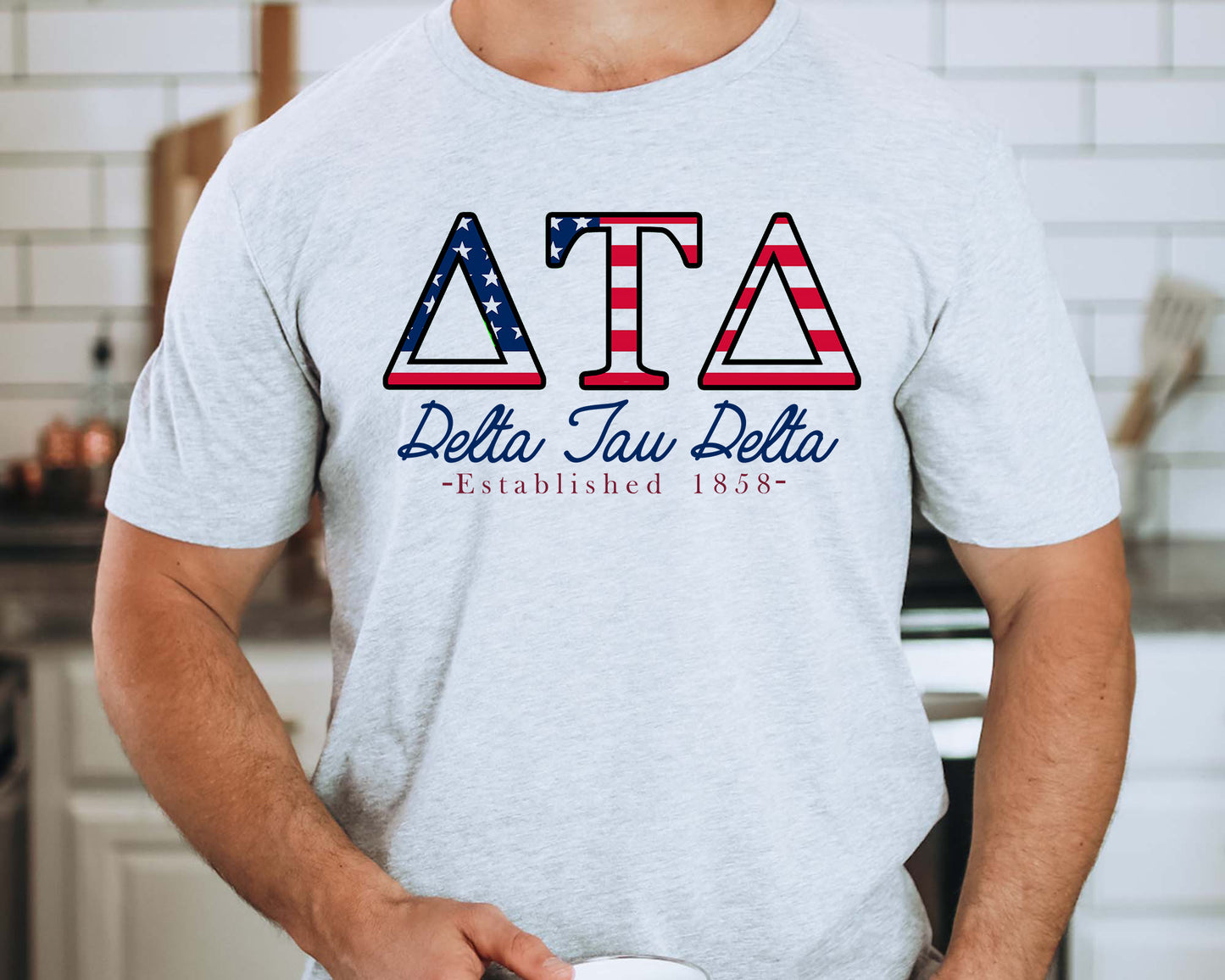 Delta Tau Delta American Flag Letters Fraternity T-shirt _ 1163g