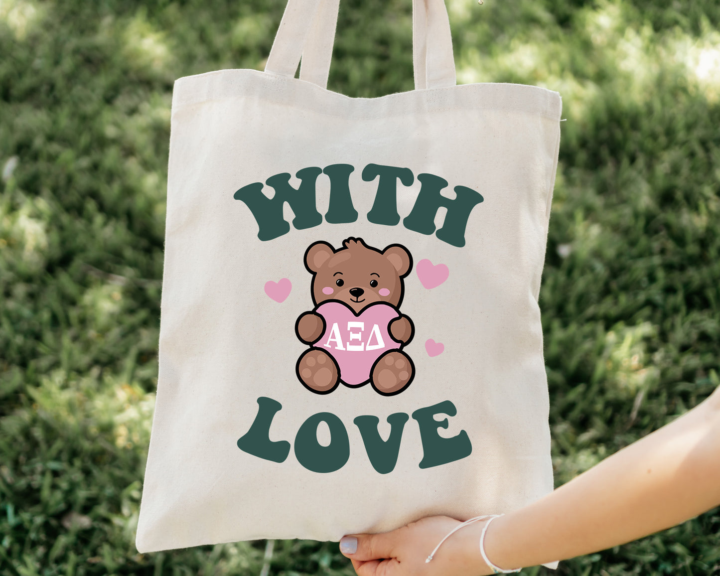 Alpha Xi Delta With Love Sorority Tote Bag _ 34264g